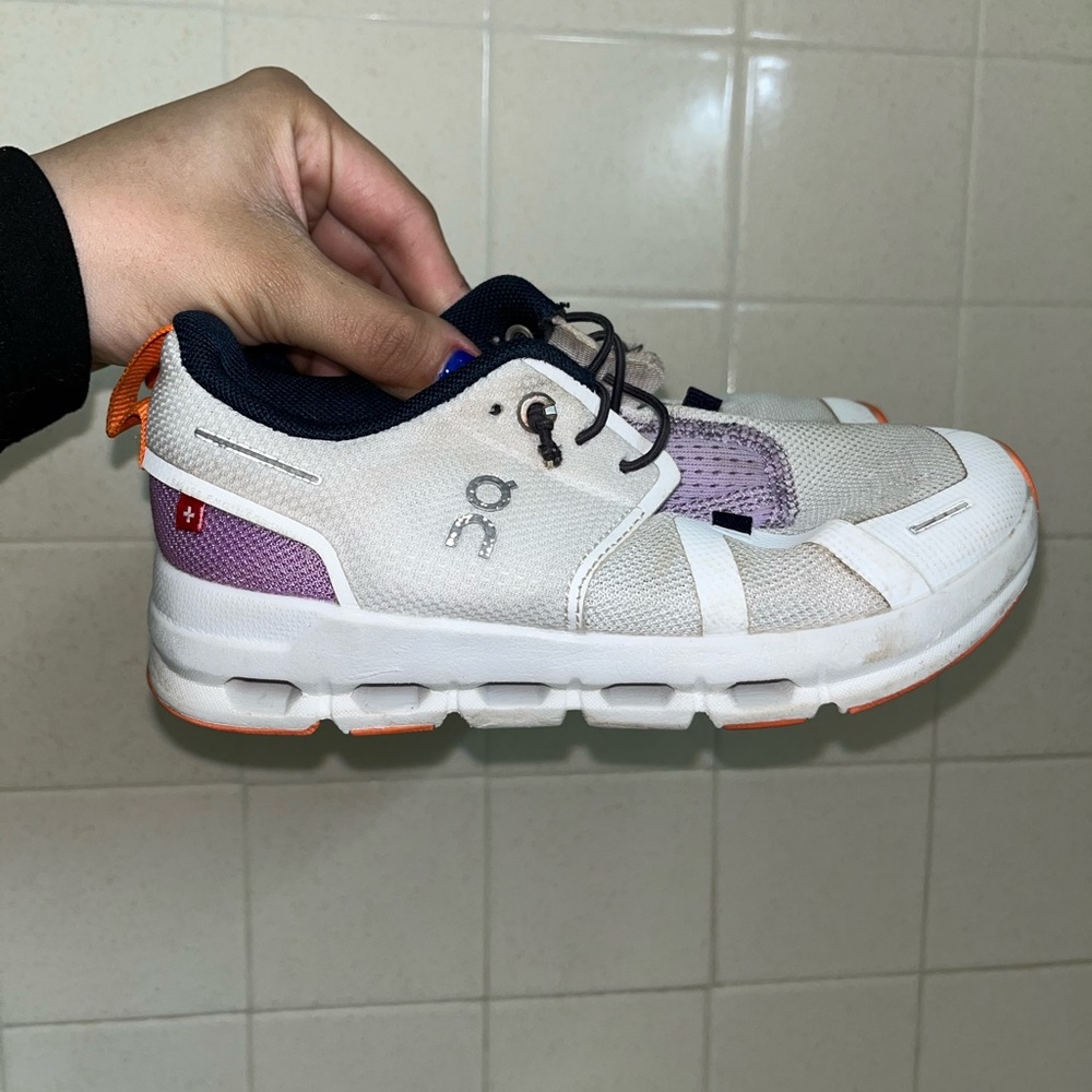 On Running Kids White Purple Navy Orange Sneakers